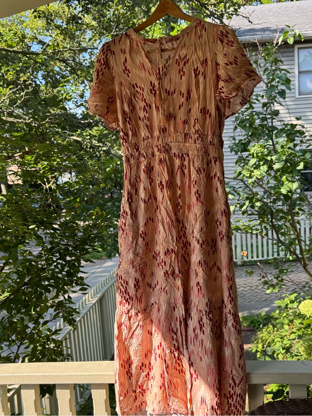 Knox Rose Peach Maxi Dress with Burgundy Motif